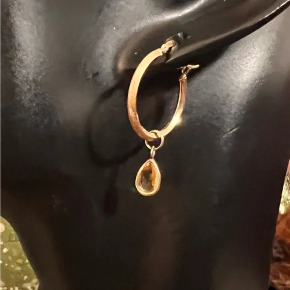 14K Michael Anthony Hoop Earrings / Gold Citrine Jackets - Picture 8 of 16